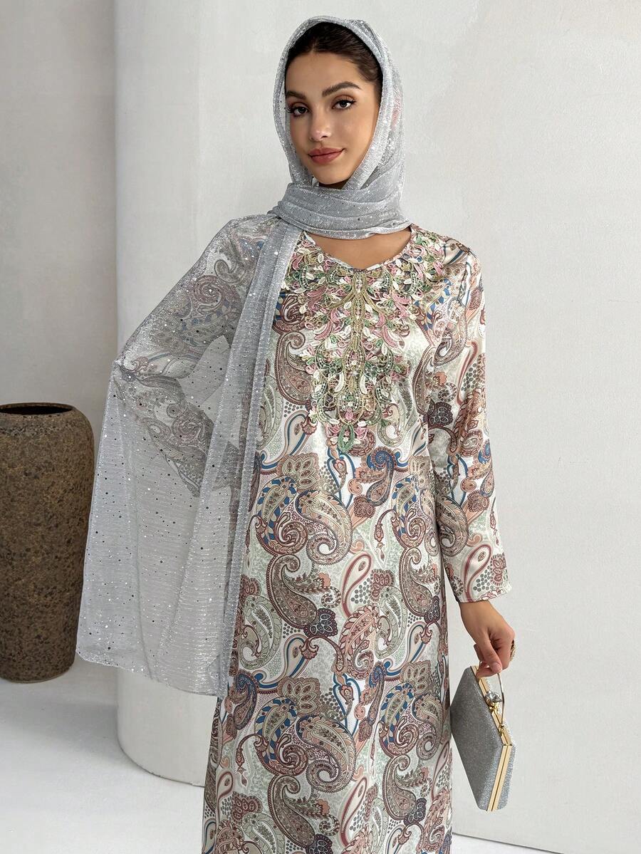 Yasmyna Women's Paisley Print Arabic Style Dress - Multicolor - View 1