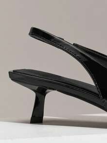 SHUZIA Zapatos de tacón de aguja elegantes y sexys de punta fina con tira trasera para mujer - Negro - Ver 8