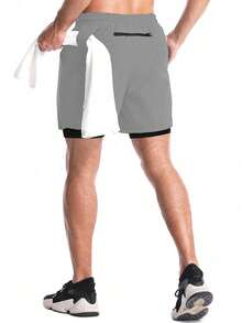Gym Rark Men's Drawstring Waist Pocket Casual Fitness Sports Shorts, Gym - Grey - View 2