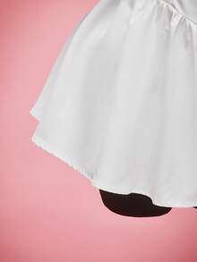 SHEIN ICON 大码女式露肩迷你连衣裙，泡泡袖，纽扣设计 - 白色 - 查看 7