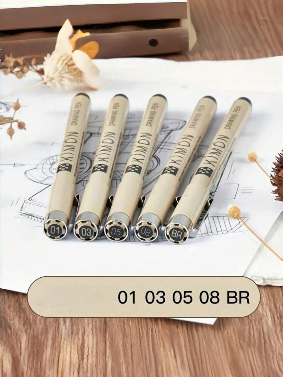 3/5/7/9 Pieces Fine Line Pen Set 12 Pcs Black Ink Archival Micron Pens Various Nib Sizes For Writing Drawing Sketching Journaling Bullet Diary Office School Art Supplies Study Stationery Gift - Multicolor - View 1