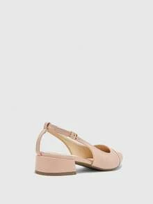 CUCCOO BIZCHIC Women's Buckle Design Casual Everyday Versatile Chunky Heel Shoes Valentine's Day - Apricot - View 8