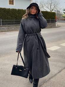 Jeta Ari 1pc Women Loose Solid Regular Overcoat Women Jacket,Fall Women Clothes - Brown - View 5