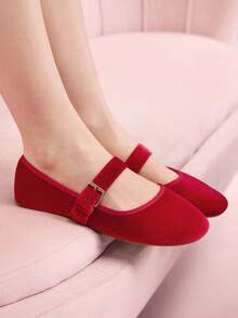 CUCCOO DOLLMOD Women Casual Versatile Commute Simple Buckle Flats - Red - View 2