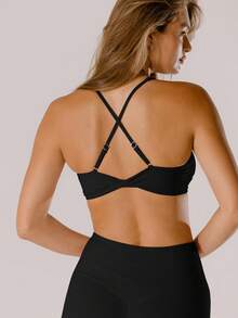 Aralina Leisurewear Supportive Deep-V Active Twist Crop Top With Bag - Black - View 2