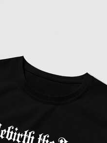 ROMWE MEN Men's Summer Fashion Street Gesture Letter Print Black Loose Tank Top - Black - View 5