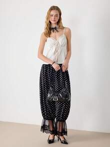 Ardnt Elegant French Satin Lace Patchwork Design Pure White Elegant Fashionable Camisole, Versatile Early Spring Stylish Item, Sexy Vibe - White - View 5