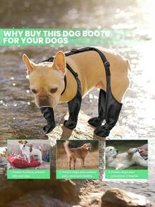 1 PC Waterproof Slip Resistant Strapped Leggings For Paw Protection Black Dog Harness Snow Boots Outdoor Winter Walking Shoes Pet Dog Booties Fashion Gear For Dogs Adventure Holiday Season