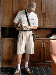 SWAVVY Men's Fashion Embroidered Button Short Sleeve Shirt - White - View 5