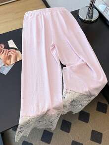 GlowEve Quần dài nữ kiểu dáng thường ngày, màu trơn, chất liệu vải dệt họa tiết, xếp ly, phối nhiều mảnh, thích hợp cho mùa xuân/hè. - Hồng - Xem 2