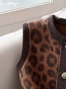 GlowEve 时尚豹纹圆领女式针织开衫背心 - 彩色 - 查看 4