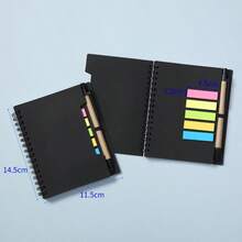 Slanted Colored Card Pen Design Notepad, Comes With A Pen, 100G Paper, Spiral-Bound Sticky Notes, Premium Notebook, Perfect Gift! School Supplies, Back-To-School Essential - Multicolor - View 7