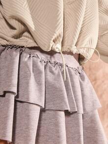 Glamine 女士落肩长袖几何线条磨毛宽松外套 - 淺灰色 - 查看 6