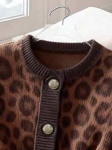 GlowEve 时尚豹纹圆领女式针织开衫背心 - 彩色 - 查看 3