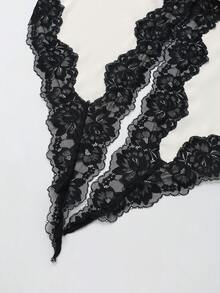 Franclia Women's Romantic Casual Outdoor/Date Wear Lace Camisole Asymmetrical Long Vest, Spring/Summer - Black and White - View 5