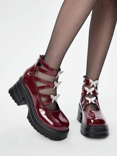 Goth 2024 New Fashion Mary Jane Street Style Women's Shoes, Thick Heel, Platform, Round Toe, Versatile, Minimalist, Commuting, Spring