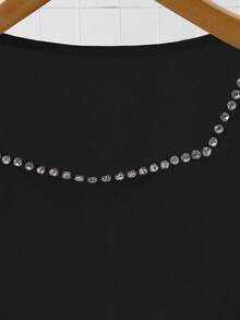 Qadelle Blusa elegante da donna con colletto quadrato e decorazione con borchie, adatta per primavera/autunno/inverno - nero - Visualizzare 3