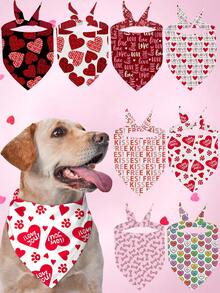 PETSIN Valentine's Day Dog Bandanas Pet Bibs With Love Letter Prints - Multicolor - View 1