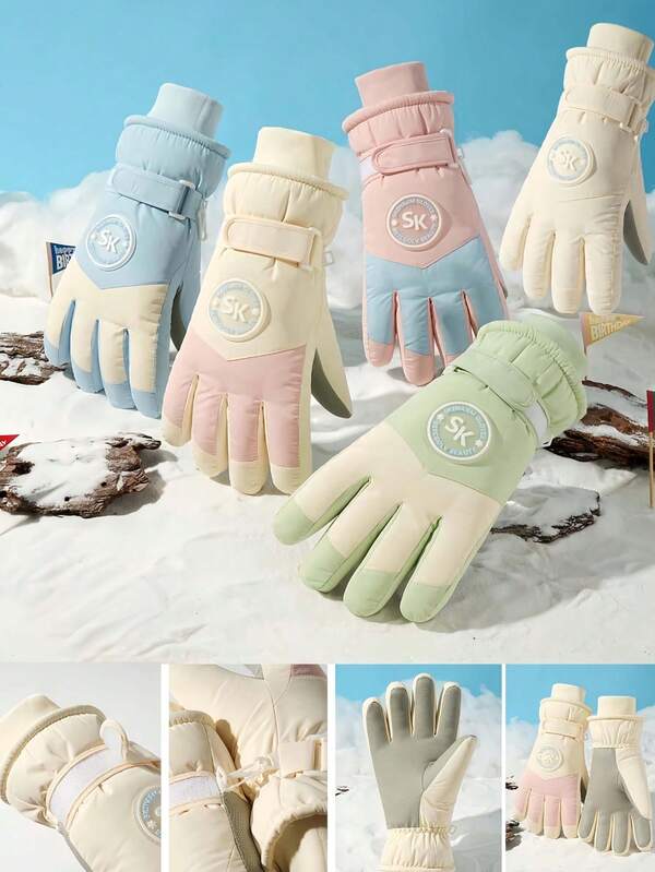 女士保暖滑雪手套 冬季 - 触屏运动手套，适用于滑雪、单板滑雪、骑行和徒步旅行，加厚保暖内衬，户外暖手神器，防水雪地手套，寒冷天气必备