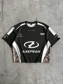 Men's AXEPEAK Casual Fashionable Streetwear Leopard Print Patchwork T-Shirt And Pants Set - Multicolor - View 3