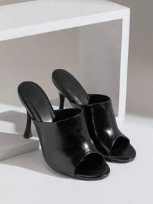 SHUZIA Giày sandal cao gót mũi nhọn kiểu dáng tối giản thanh lịch dành cho nữ. - màu đen - Xem 7