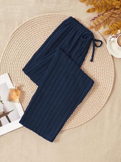 Women's Solid Color Brushed Ribbed Lounge Pants