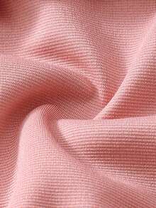 SHEIN Genkimix Kids 2件套女童碎花、格子、豹纹、三叶草、爱心图案长袖T恤和短裤套装，宽松可爱休闲装，适合春、夏、秋季穿着；粉色超大款卫衣，女童粉色卫衣套装 - 粉色 - 查看 9