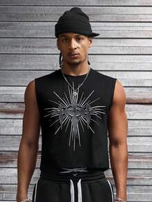 AXEPEAK Men's Cross Print Casual Versatile Tank Top