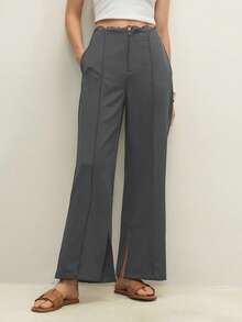 BizChic 酒红色薄纱蕾丝阔腿裤，适合音乐节、派对、婚礼、都市时尚、通勤、浪漫休闲、商务休闲等场合，优雅迷人，也适合日常穿着、工作、约会、音乐节等场合。