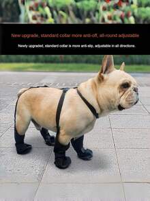 1 PC Waterproof Slip Resistant Strapped Leggings For Paw Protection Black Dog Harness Snow Boots Outdoor Winter Walking Shoes Pet Dog Booties Fashion Gear For Dogs Adventure Holiday Season