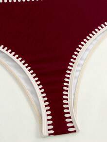 Swim Oasis Bộ đồ bơi hai mảnh in hoa dây mảnh dành cho nữ năm 2025, kèm váy maxi lưới, thích hợp cho kỳ nghỉ hè ở bãi biển. - Màu Đỏ Sâu - Xem 7