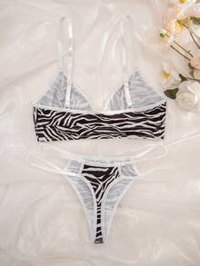 2pcs Women's Printed Wireless Comfortable Bra Set