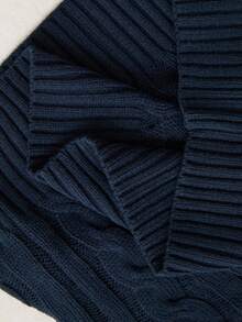 Dewbera Women's Zip-Up Embroidered Sweater - Navy Blue - View 6