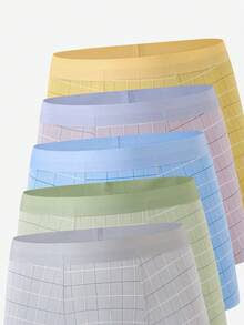 5 Pack Teen Boys Boxer Briefs,Pastel Plaid Trunks With Supportive Pouch,Breathable Stretch Waistband Multi Color Seamless Feel Underwear For Sport - Multicolor - View 6