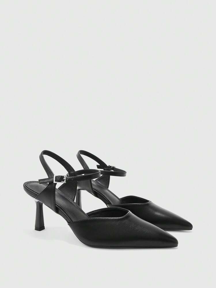 CUCCOO BIZCHIC Women's Pointed Toe Buckle Design Fashionable Elegant High Heels Valentine's Day