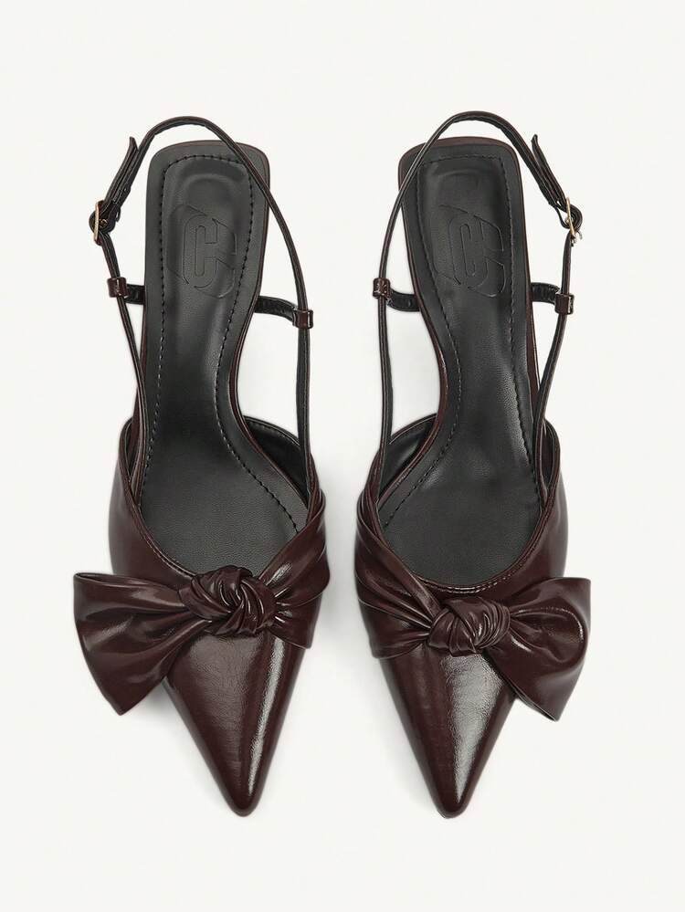 CUCCOO CHICEST Women's Pointed Toe Bowknot Design Leather High Heel Pumps, Sexy Elegant Formal Dress Shoes For Party, Afternoon Tea, Evening Gala, Versatile Outfit Wedding Shoes Spring Shoes Bride Shoes
