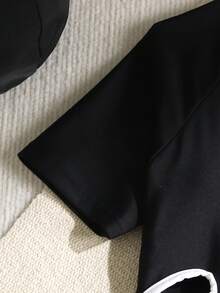 Emery Rose Kids Emery Rose Kids 3件套女童镂空腰短袖翻领泳衣、泳装和泳帽套装 - 黑色 - 查看 6