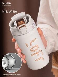 1 pièce, Gourde de voyage en acier inoxydable de 600 ml, convient pour les boissons chaudes et froides, crème. Excellent cadeau pour la vaisselle, les articles de cuisine, les fournitures scolaires, les accessoires de voyage en été et en hiver 2025 Rentrée des classes - Multicolore - Voir 20