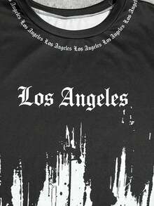 Coolqubz 2pcs/Set Teens Boys Black & White Ombre Splatter Letter Print T-Shirt Set,Summer Street Life Casual Graphic Street Fashion Drippy Outfits For Youth - Black and White - View 4