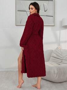 Lazeform 女士碎花图案双口袋拼接饰边天鹅绒睡袍，夏季、秋冬季皆宜，舒适保暖，蓬松柔软。