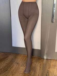 DAZY Women's Slim Fit Solid Color Leggings, Autumn/Winter - Mocha Brown - View 4