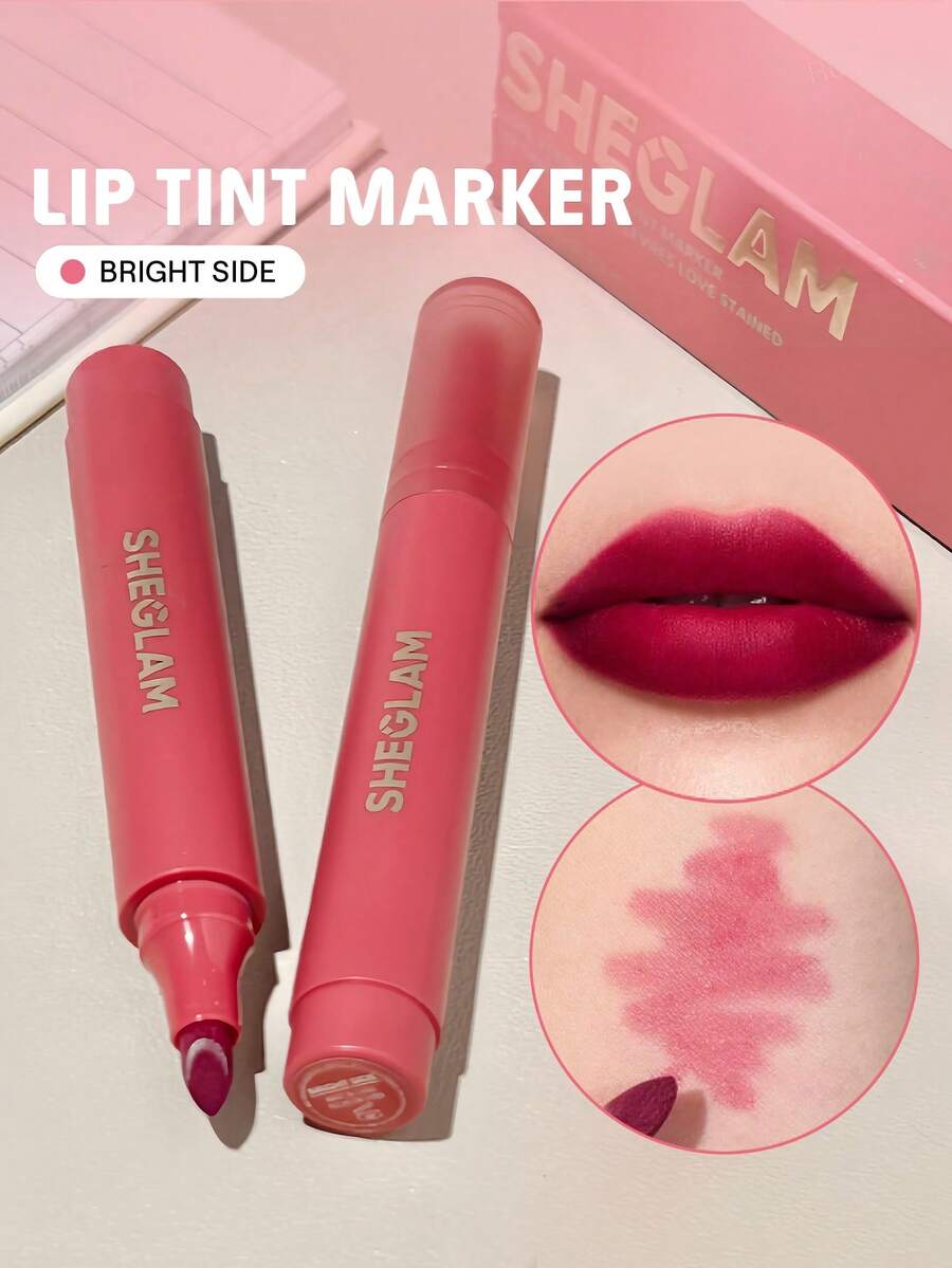 SHEGLAM 愛染唇彩筆-亮面霧麵粉紅唇彩筆高色持久唇線筆輪廓染色唇彩粉紅玫瑰夏季唇線筆 品牌 美容 化妝 化妝品 適合女性與女孩 完美搭配冬季 Y2K 時尚 流行 生日禮物 假期 派對準備就緒 最佳顏色 - Bright Side - 查看 1