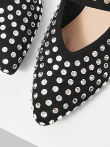Mnmlis Mocassins femininos casuais de bico fino - Preto - Ver 3