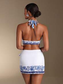 Swim Oasis 2026 New Women's Swimwear Arrival Blue & White Porcelain Print Luxury Women's Swimsuit Set, Vacation & Beach For School,Suitable For Holiday, Date, Afternoon Tea, Western, Cruise, Beach, Island, Road Trip, All Seasons, Music Festival, Boho Vacation,Bohemian Vacation, Chill Autumn ,Western Boho ,Elegant Tops For Women Women's 2 Pieces Summer Outfit 2 Pieces Vacation Set Women Women's Shorts Sets Women's 2 Pieces Summer Outfits Festival Two Pieces Outfit Women's Two Pieces Summer Outfits Halter Top And Shorts Set Women's 2 Pieces Vacation Set Women's 2 Pieces Beach Outfit Halter Top And Skirt Set Blue And White Floral Print Two Pieces Women's 2 Pieces Summer Outfit 2 Pieces Vacation Set Women Women's Two Pieces Summer Outfits Festival Two Pieces Outfit 2 Pieces Beach Outfit Blue And White Floral Outfit Women's 2 Pieces Beach Outfit 2 Pieces Outfit Women's 2 Pieces Summer Outfit 2 Pieces Vacation Set Women 2 Pieces Beach Outfit Halter Neck Bikini Floral Print Skirt Set - Multicolor - View 6