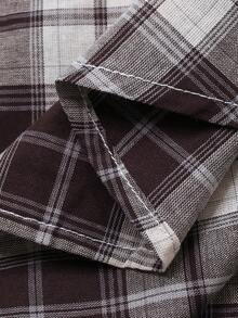 DAZY Young Boys' Fashionable Plaid Print Button-Down Short Sleeve Shirt Spring - Brown - View 9