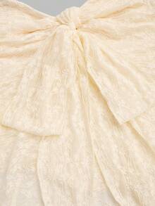 Sweetra 大码女式前系结荷叶边蕾丝吊带背心 - 杏色 - 查看 6