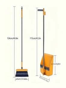 1set Household Broom And Dustpan, Long Handle Floor Cleaning Broom Dustpan, Rotatable Broom And Dustpan With Teeth, For Dust And Debris Removal, For Home, Kitchen, Room, Office, Cleaning Supplies, Cleaning Tools - Multicolor - View 4