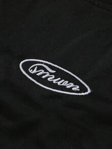 SUMWON Crew Neck Short Sleeve T Shirt With White Contrast Piping Detail And Logo Front Print Casual Tee