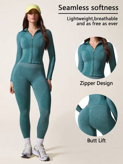 Core Rhythm 女士纯色长袖舒适透气休闲运动服套装