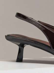 SHUZIA Women's Elegant Sexy Point Toe Kitten Heel Slingback Pumps - Chocolate Brown - View 7